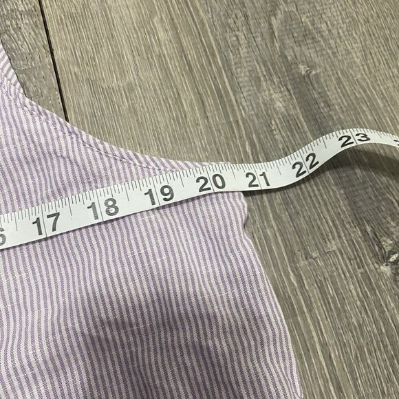 Chico's Women 2 Purple White 12/14 Linen Cotton Striped Tank Top - Picture 3 of 4